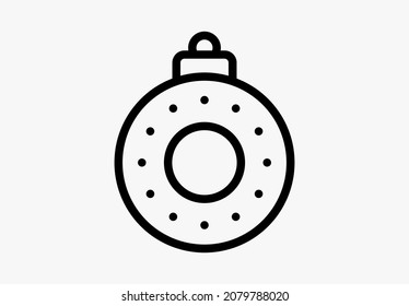 Vector de bola navideña lineal. Elemento de diseño de árbol de Año Nuevo. Icono vectorial redondeado de vacaciones de invierno