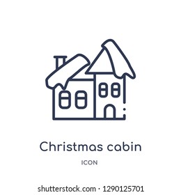 Linear christmas cabin icon from Christmas outline collection. Thin line christmas cabin vector isolated on white background. christmas cabin trendy illustration