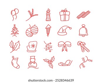 Linear Christmas Holiday Icon Pack