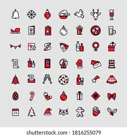 Icono de navidad lineal establece elementos vectores de arte de línea