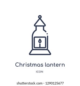 Linear christmas lantern icon from Christmas outline collection. Thin line christmas lantern vector isolated on white background. christmas lantern trendy illustration