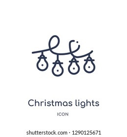 Linear christmas lights icon from Christmas outline collection. Thin line christmas lights vector isolated on white background. christmas lights trendy illustration