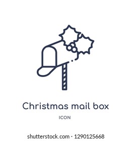 Linear christmas mail box icon from Christmas outline collection. Thin line christmas mail box vector isolated on white background. christmas mail box trendy illustration