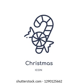 Linear christmas peppermint icon from Christmas outline collection. Thin line christmas peppermint vector isolated on white background. christmas peppermint trendy illustration