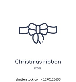 Linear christmas ribbon icon from Christmas outline collection. Thin line christmas ribbon vector isolated on white background. christmas ribbon trendy illustration