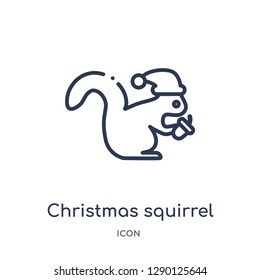 Linear christmas squirrel icon from Christmas outline collection. Thin line christmas squirrel vector isolated on white background. christmas squirrel trendy illustration