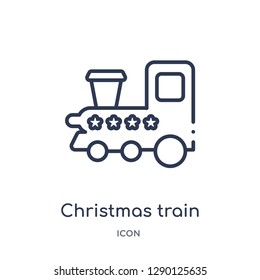 Linear christmas train icon from Christmas outline collection. Thin line christmas train vector isolated on white background. christmas train trendy illustration