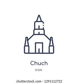 Linear chuch icon from Buildings outline collection. Thin line chuch vector isolated on white background. chuch trendy illustration