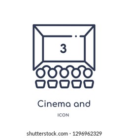 Linear cinema and audience icon from Cinema outline collection. Thin line cinema and audience icon isolated on white background. cinema and audience trendy illustration