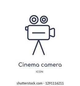 Linear cinema camera icon from Birthday party outline collection. Thin line cinema camera vector isolated on white background. cinema camera trendy illustration