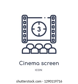 Linear cinema screen icon from Cinema outline collection. Thin line cinema screen vector isolated on white background. cinema screen trendy illustration