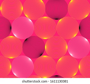 linear circles seamless tile in multicolor bright pink shades