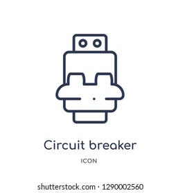 Linear circuit breaker icon from Construction tools outline collection. Thin line circuit breaker vector isolated on white background. circuit breaker trendy illustration