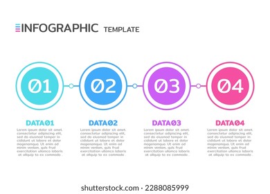 Linear and circular business infographic template. Vector infographics label design. Process Chart. Business concept with 4 options or steps. Vector illustration.