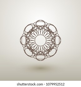 Linear circular ornament. Vector geometric symbol or emblem