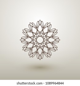 Linear circular ornament. Vector geometric symbol or emblem