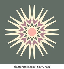 Linear circular ornament. Vector geometric pattern in Oriental (Arabic) style. Decorative element
