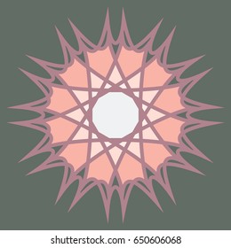 Linear circular ornament. Vector geometric pattern in Oriental (Arabic) style. Decorative element