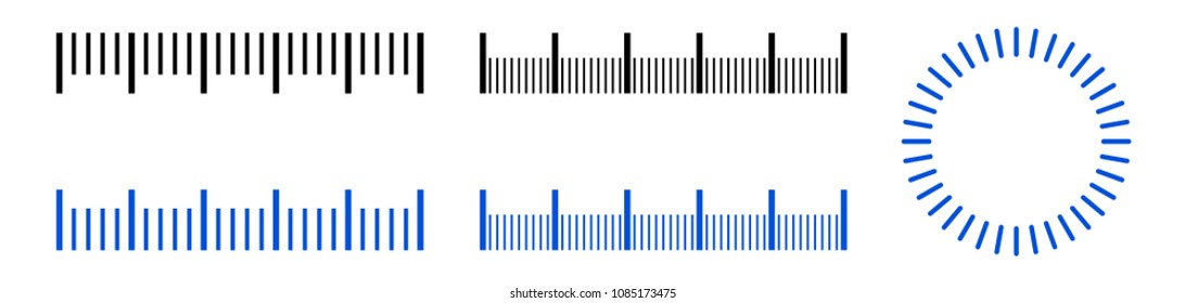 Linear and circular rulers vector illustration on a white background. Designed for engineering applications.