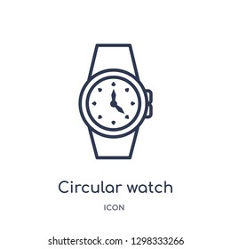 Linear circular watch icon from General outline collection. Thin line circular watch icon isolated on white background. circular watch trendy illustration