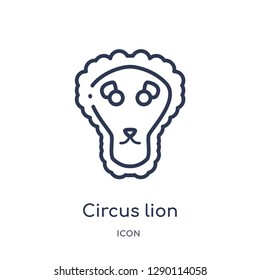 Linear circus lion icon from Circus outline collection. Thin line circus lion vector isolated on white background. circus lion trendy illustration