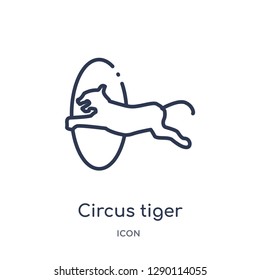 Linear circus tiger icon from Circus outline collection. Thin line circus tiger vector isolated on white background. circus tiger trendy illustration