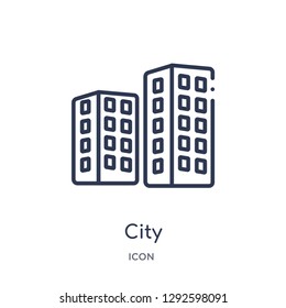 Linear city icon from Ethics outline collection. Thin line city icon vector isolated on white background. city trendy illustration
