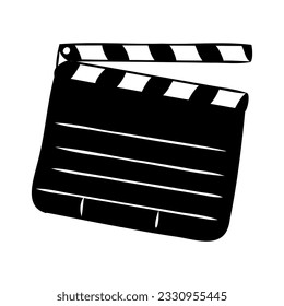 Linear clapper icon for the movie. A firecracker for filmmaking. Board for a film set vector illustration isolated on white background