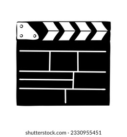 Icono de cierre lineal para la película. Un petardo para hacer películas. Placa para una ilustración vectorial de conjunto de película aislada en fondo blanco