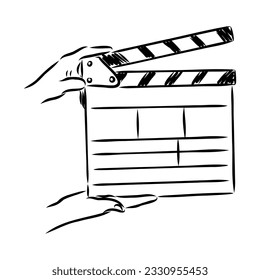 Linear clapper icon for the movie. A firecracker for filmmaking. Board for a film set vector illustration isolated on white background