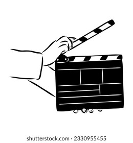 Linear clapper icon for the movie. A firecracker for filmmaking. Board for a film set vector illustration isolated on white background