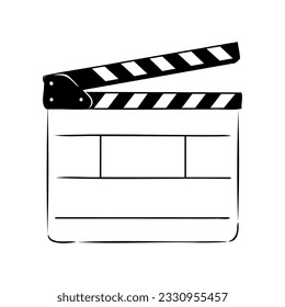 Linear clapper icon for the movie. A firecracker for filmmaking. Board for a film set vector illustration isolated on white background