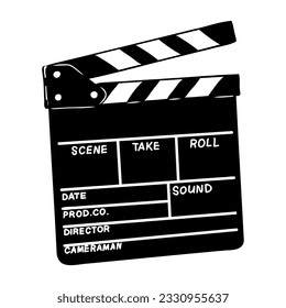 Icono de cierre lineal para la película. Un petardo para hacer películas. Placa para una ilustración vectorial de conjunto de película aislada en fondo blanco