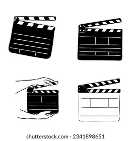 Linear clapper icon for the movie. A firecracker for filmmaking. Board for a film set vector illustration isolated on white background