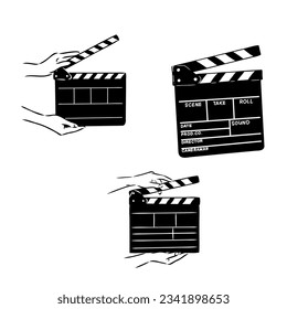 Linear clapper icon for the movie. A firecracker for filmmaking. Board for a film set vector illustration isolated on white background