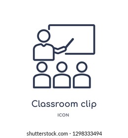 Linear classroom clip icon from General outline collection. Thin line classroom clip icon isolated on white background. classroom clip trendy illustration