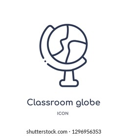 Linear classroom globe icon from Education outline collection. Thin line classroom globe icon isolated on white background. classroom globe trendy illustration
