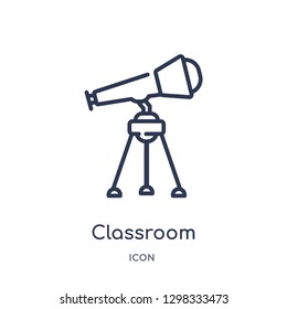 Linear classroom telescope icon from General outline collection. Thin line classroom telescope icon isolated on white background. classroom telescope trendy illustration