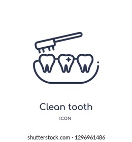 Linear clean tooth icon from Dentist outline collection. Thin line clean tooth icon isolated on white background. clean tooth trendy illustration