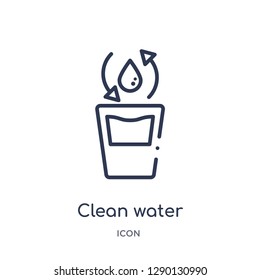 Linear clean water icon from Charity outline collection. Thin line clean water vector isolated on white background. clean water trendy illustration