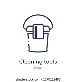 Linear cleaning tools icon from Cleaning outline collection. Thin line cleaning tools vector isolated on white background. cleaning tools trendy illustration