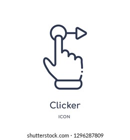 Linear clicker icon from Cursor outline collection. Thin line clicker icon vector isolated on white background. clicker trendy illustration