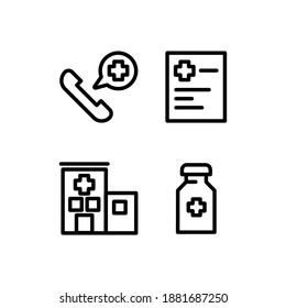 Linear clinic and hospital icons design isolated on white background