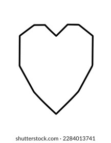 Corazón de arte de clip lineal sobre un fondo blanco. Vector. Facetas, cuadrícula, minimalismo. Diseño en blanco y negro. Tatuaje, logotipo, impresión en ropa y accesorios