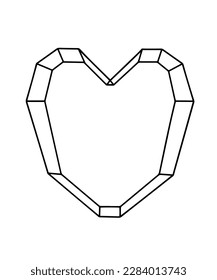 Linear clip art heart on a white background. Vector. Facets, grid, minimalism. Black and white design. Tattoo, logo, printing on clothes and accessories