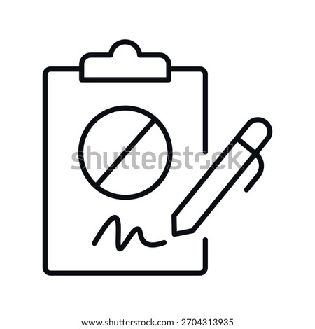 A linear clipboard icon with a petition and pen, symbolizing support for a cause or community initiative.