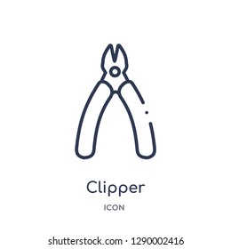 Linear clipper icon from Construction tools outline collection. Thin line clipper vector isolated on white background. clipper trendy illustration