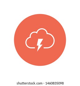 A linear cloud and a lightning vector icon.A sign of the wheather. A symbol of a storm .