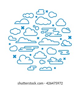 Linear Cloud Set On White Background