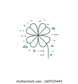Linear clover eco symbol. Ecological plant growing thin line icon. Green outline leaf, ecological and organic agriculture design.